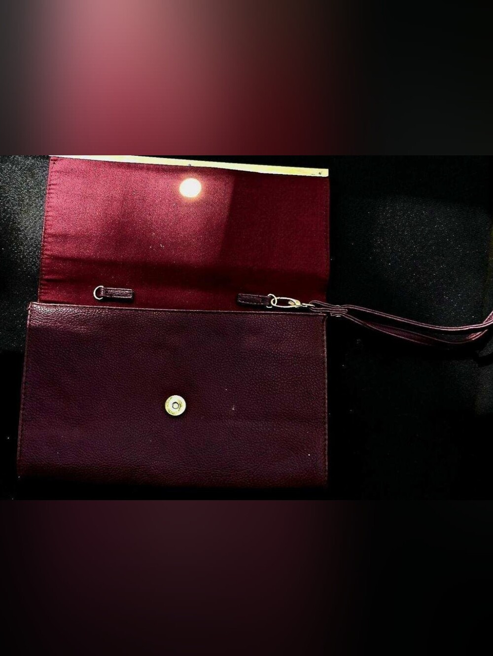 Burgundy Studded Clutch Wristlet With Studded Accents - Picture 3 of 5